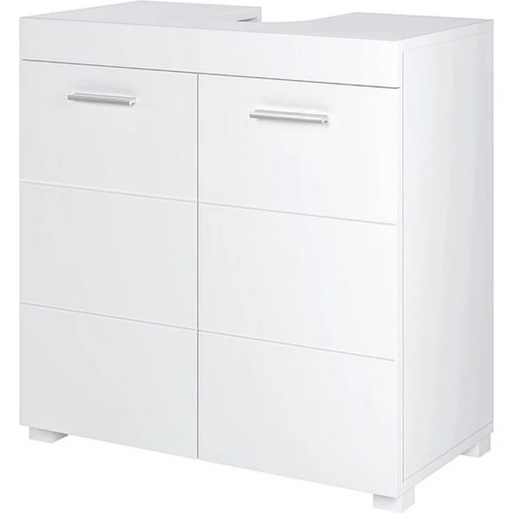 Homfa Waschbeckenunterschrank Unterschrank Badezimmerschrank mit 2 Türen, weiß, 60x31x60cm – Bild 4