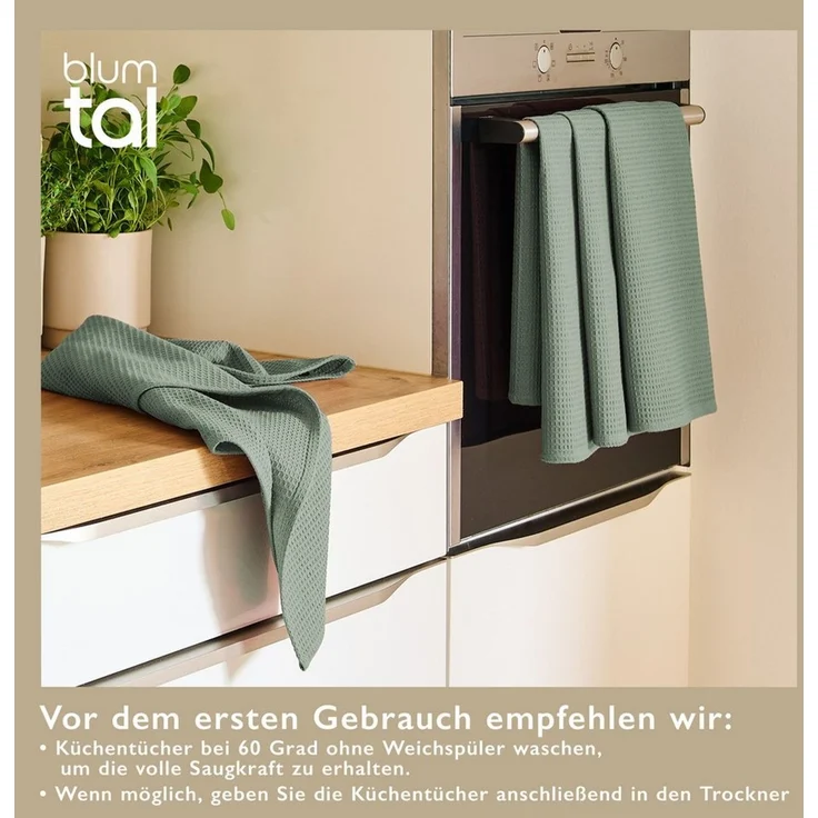 Blumtal Geschirrtuch Set 50x70 oder 30x30 cm, 100% Baumwolle, (4-tlg), Saugfähig, schnell trocknend, waschbar, 100% Baumwolle – Bild 2