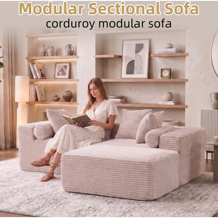 3-Sitzer Sofa, B 266 x T 110 x H 60,01 cm, modular mit Chaise – Bild 8