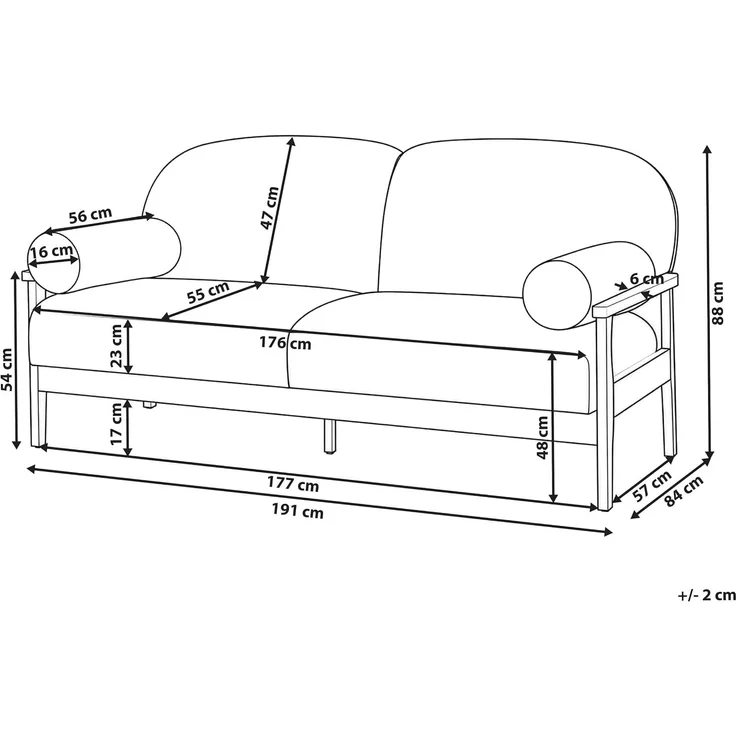 Sofa 3-Sitzer PILARNE Stoff Braun – Bild 3