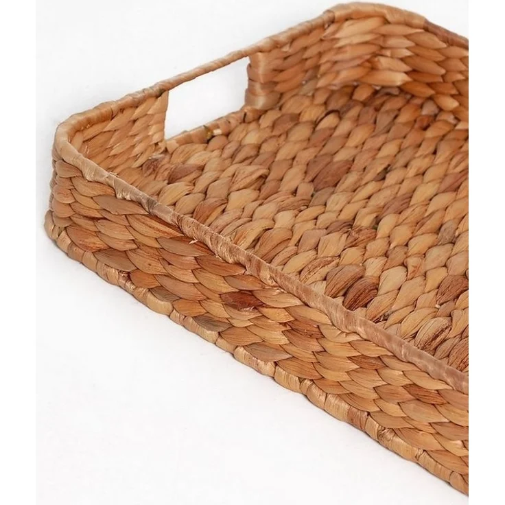 VIVANNO Tablett Wasserhyazinthe TIM, Natur Geflochten 40x30x6 cm, Wasserhyazinthe – Bild 3
