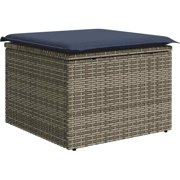 vidaXL Gartensofa-set mit Kissen mit Speicher 4 pcs Grau Poly-Rattan 3353984 – Bild 6
