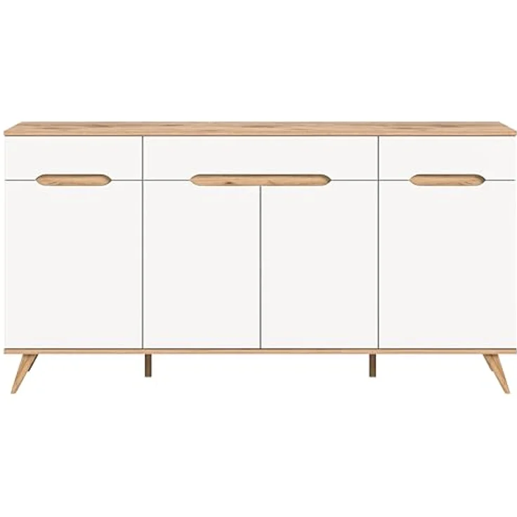 Xonox Sideboard, Weiß, Holzwerkstoff mit Glastüren, B/H/T: 185x95x40 cm, nachhaltig und elegant – Bild 4