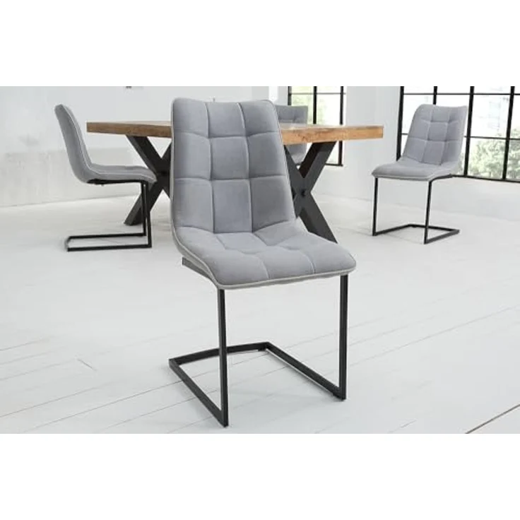 riess-ambiente Freischwinger MIAMI hellgrau / schwarz (1 St), Esszimmer · Webstoff · Metall · Industrial – Bild 2