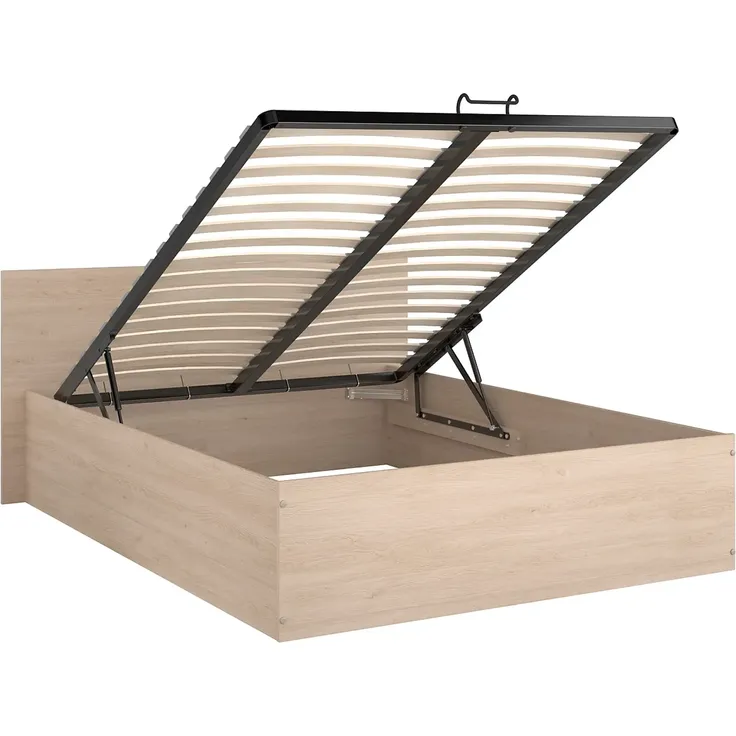 Vente-unique - VELONA Bett Holz, Platte Beige - B 199,8 cm x H 81,2 cm x L 164,4 cm – Bild 5