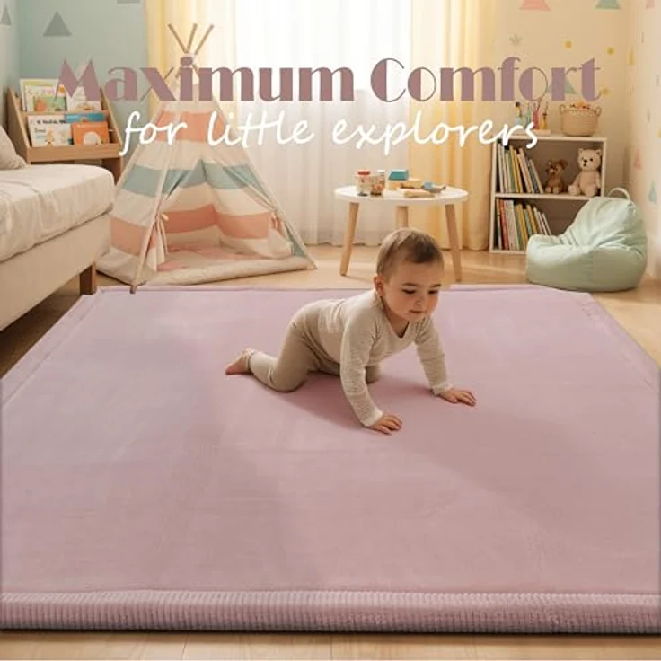 Paco Home Teppich Kinderzimmer Kinderteppich Baby Spielteppich Krabbeldecke Krabbelmatte Weich rutschfest Jungen Mädchen Deko, Grösse:200 cm Rund, Farbe:Pink – Bild 5