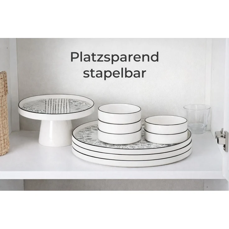 Hermia Concept Frühstücks-Geschirrset Boho Design (11-tlg), 6 Personen, Keramik, Steinzeug, spülmaschinenfest und mikrowellengeeignet – Bild 4