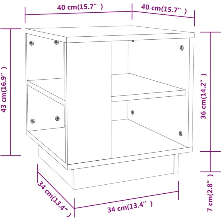 vidaXL Couchtisch Grau Sonoma 40x40x43 cm Holzwerkstoff 813090 – Bild 7
