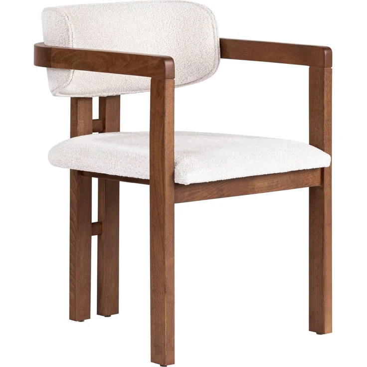 Modern Beech Wood Chair with Chenille Texture Fabric, Easy Clean, White & Walnut, 54 x 76 x 54 cm | Comfortable 5 cm Foam Seat, Perfect for Home Office & Contemporary Spaces – Bild 2