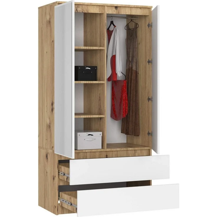 Raumhirsch Furniture Kleiderschrank Moderner Kleiderschrank 2 Türen - Stilvolle Aufbewahrung - Stauraum mit Spiegel – Bild 2