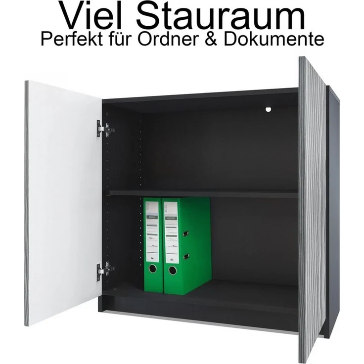 InnoFurn Kommode Elona Bürokommode (Aktenkommode, Schwarz matt (82 x 78 x 37 cm), Büroschrank mit Soft-Close & Push-to-Open – Bild 3