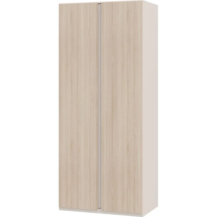 Forte PANOPTIK Kleiderschrank 90, schmaler, moderner Schrank, 2-türig, Schlafzimmer, Flur, Jugendzimmer, Holzwerkstoff, Kaschmir|Beige|Riva Eiche Holzdekor, 48 cm breit x 210,5 cm hoch x 54,2 cm tief – Bild 8
