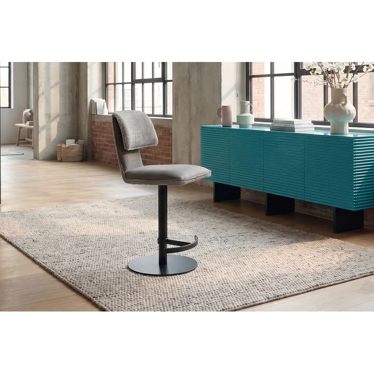 KAWOLA Barhocker LILIANA Barstuhl drehbar Stoff grau 91 x 61 x 46 cm – Bild 1