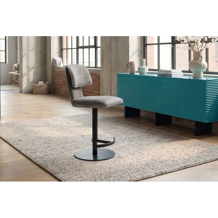 KAWOLA Barhocker LILIANA Barstuhl drehbar Stoff grau 91 x 61 x 46 cm