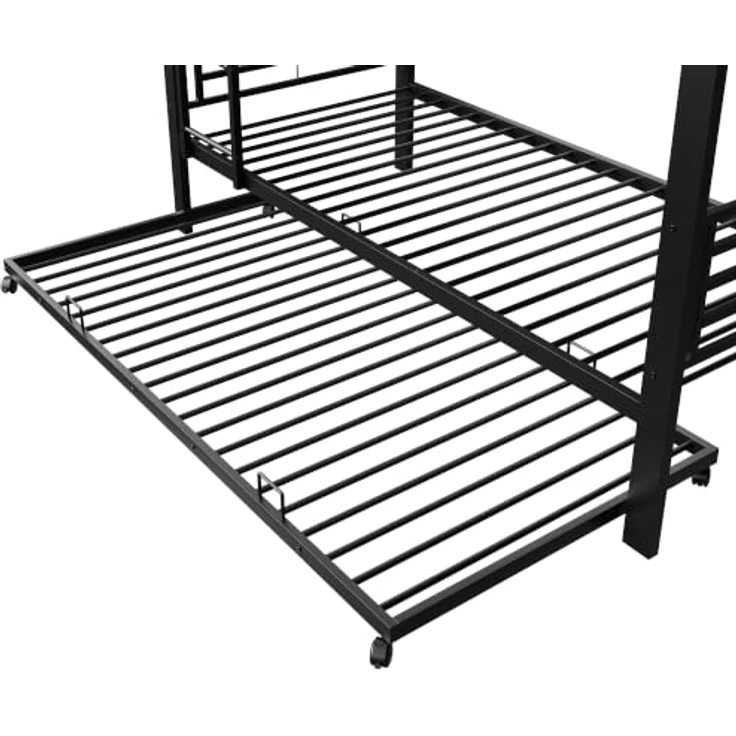 FAVSH Etagenbett 90x200 cm aus Metall, Hochbett mit Rausfallschutz und Leiter, Geräuscharmes Doppelbett, rutschfest, für Jugendliche und Erwachsene, WG & Ferienwohnung, Schwarz D – Bild 6