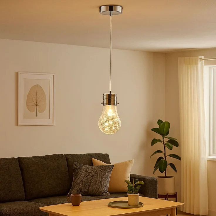 Hängelampe, Edison-Design, Drahtgeflecht, Glas, D 12 cm – Bild 8