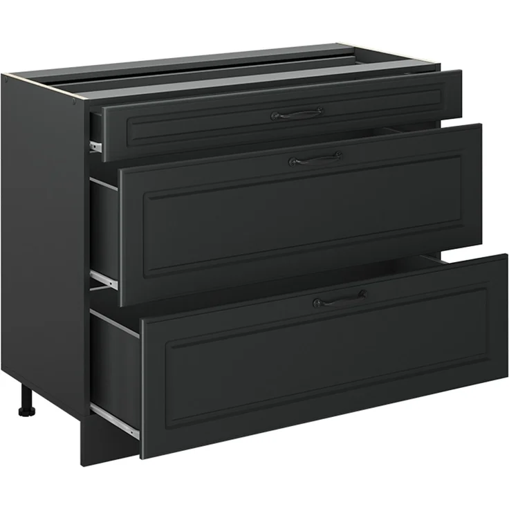 Küchenunterschrank R-Line Anthrazit Landhaus/Anthrazit 100 cm Arbeitsplatte Marmor Vicco – Bild 3