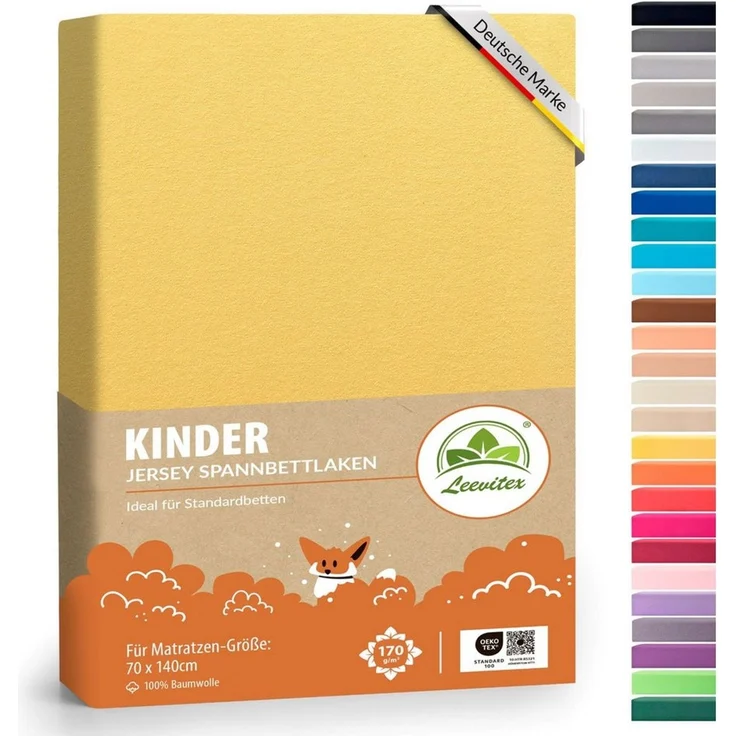 leevitex® Spannbettlaken Jersey aus 100% Baumwolle, für Kinder- & Standardmatratzen, Jersey, Gummizug: rundum, 100% Baumwolle, anschmiegsam & dehnbar, diverse Größen und Farben – Bild 5