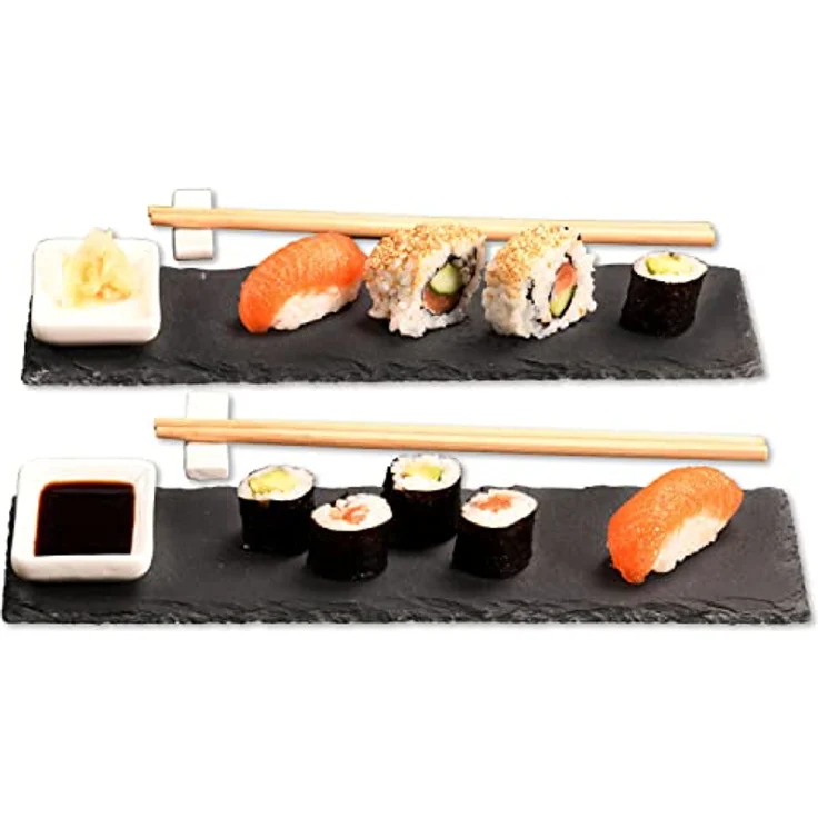 8 tlg. Schiefer-Servierplatten-Set - Sushi für 2 Personen – Bild 3