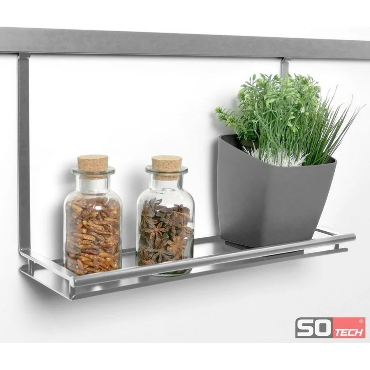 Kesseböhmer Küchenorganizer-Set Linero style Küchenreling 600 - 1800 mm Edelstahloptik, Universalablage – Bild 3