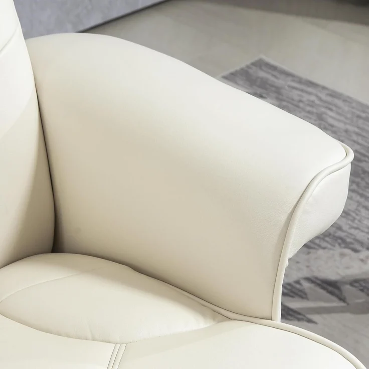 HOMCOM Relaxsessel mit Hocker, Liegefunktion, Wippfunktion (Gepolstert Liegesessel, 2-St, TV-Sessel), bis 150 kg, für Wohnzimmer, Kunstleder, Cremeweiß – Bild 8