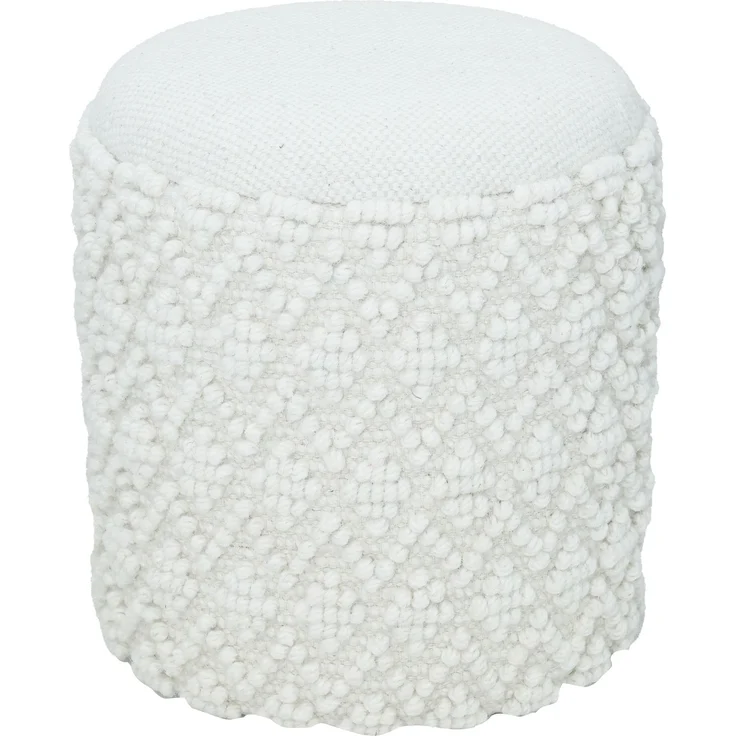 Hocker Boho Wolle mit Stauraum Ø40xH45cm Weiß abnehmbare Sitzfläche – Bild 6
