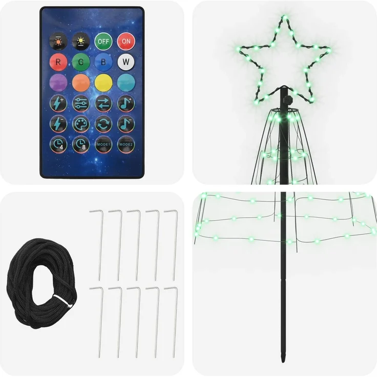 vidaXL LED-Weihnachtsbaum EKENAS 250 cm 300 LEDs Mehrfarbig Stahl 42050819 – Bild 4