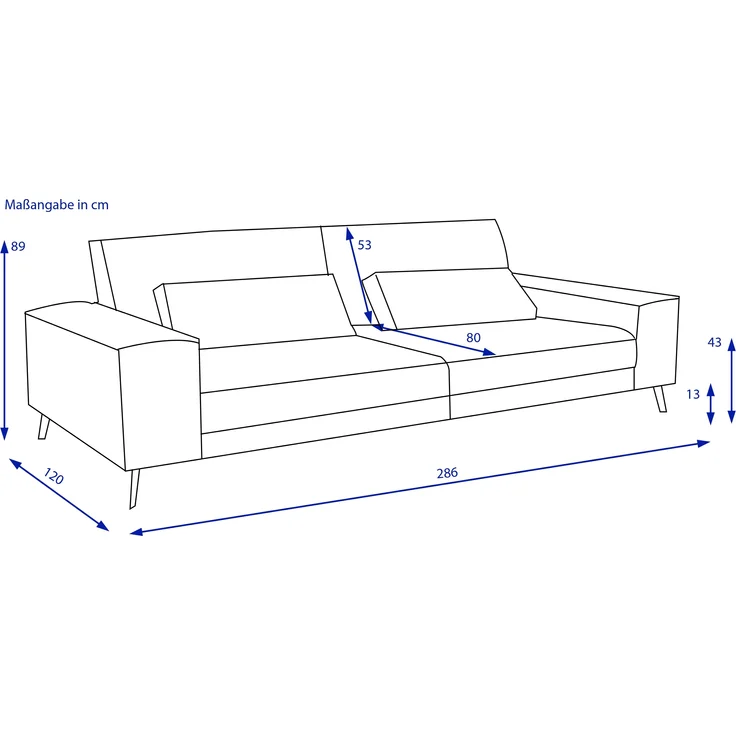 Big Sofa Husum / Helmond, Stoff, Grau, 286 x 90 x 124 cm – Bild 5