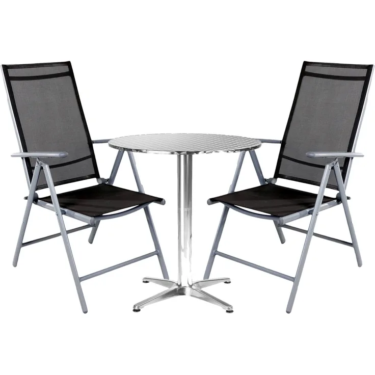 Bistro Sitzgarnitur Bistrogarnitur 3-teilig Silber/Anthrazit