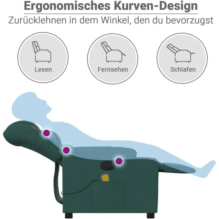 Massagesessel Stoff mit Liegefunktion verstellbar – Bild 4