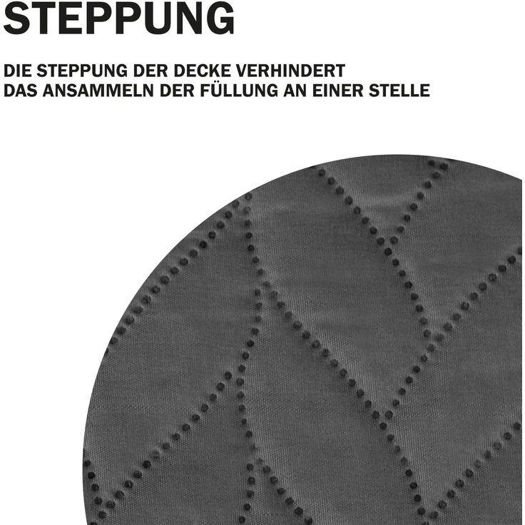 Tagesdecke XXL (220x240 cm) mit wattierter Zwischenlage (Anthrazit) Bettüberwurf - ÖKO-Tex 100, Sommerdecke gesteppt - Steppdecke, Wendedecke – Bild 6