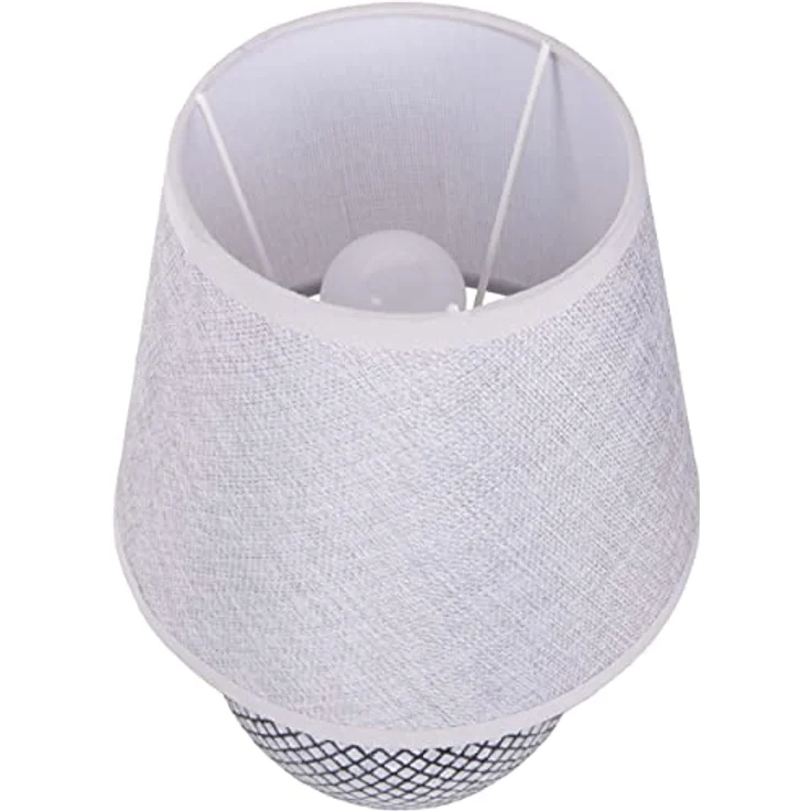 BRUBAKER Tischlampe Nachttischlampe, 30,5 cm hohe graue Keramik mit hellgrauem Leinen-Schirm, Vintage Gitteroptik – Bild 7