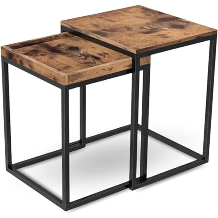 2er Set Couchtische Lannies - Holzfarben / Metall