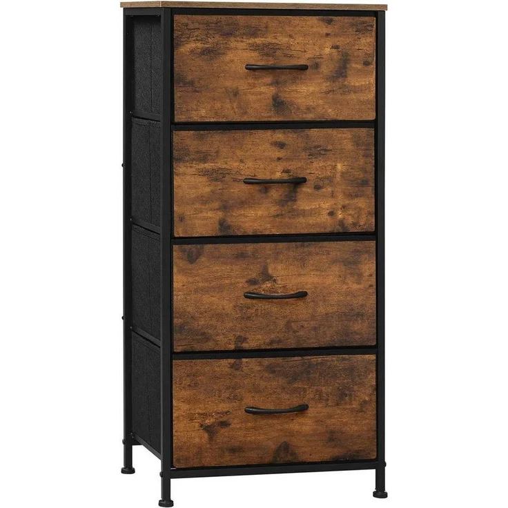 Woltu Kommode (1 St), schmal, mit 4 Schubladen aus Stoff, Sideboard – Bild 1