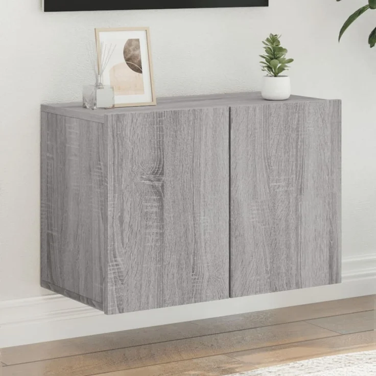 TV-Wandschrank, TV-Hängeboard Fernsehschrank Grau Sonoma 60x30x41 cm – Bild 1