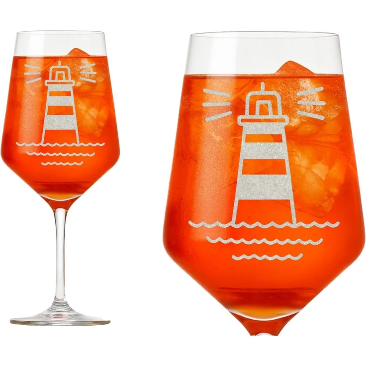 eXODA Weinglas Gravur Leuchtturm - spülmaschinenfest 350 ml, 1-tlg, Glas, Atemberaubende Darstellung – Bild 1