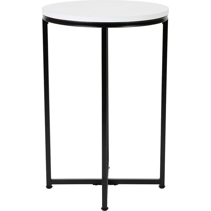 Flash Furniture Wohnzimmer Beistelltisch weiß matt schwarz – Bild 6