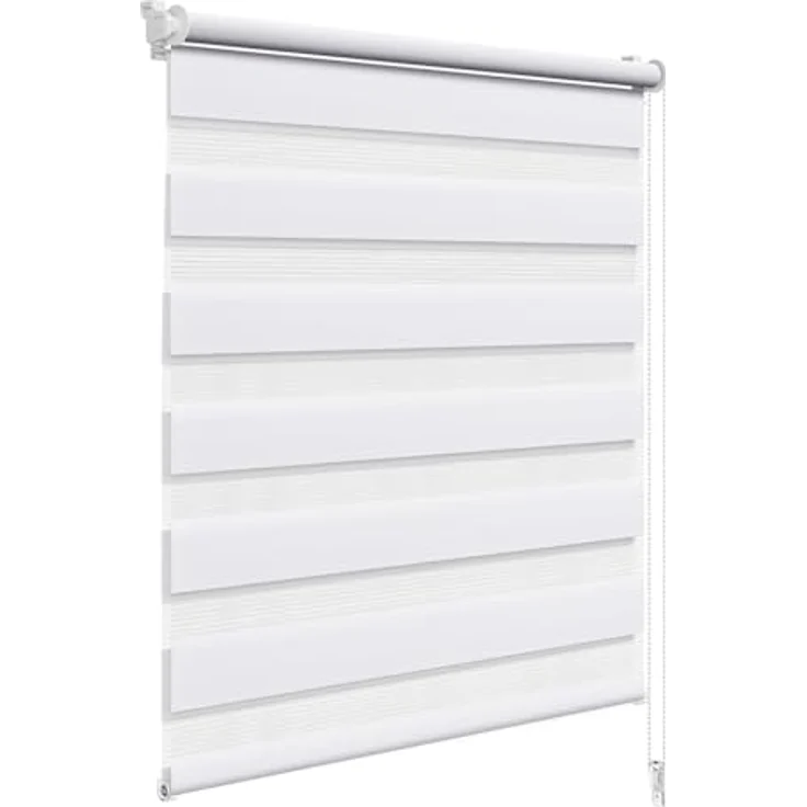 WOLTU Doppelrollo Klemmfix ohne Bohren 90x220 cm, Weiß | Duo Rollos für innen Fenster & Tür, Zebrarollo Lichtdurchlässig Fensterrollo Seitenzugrollo Verdunkelnd, Stoffbreite 87 cm – Bild 1