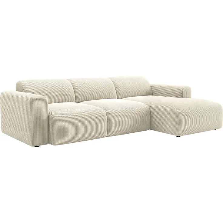 Vente-unique - POGNI Sofa SamtStoff Beige - B 166 cm x H 97 cm x L 287 cm – Bild 2