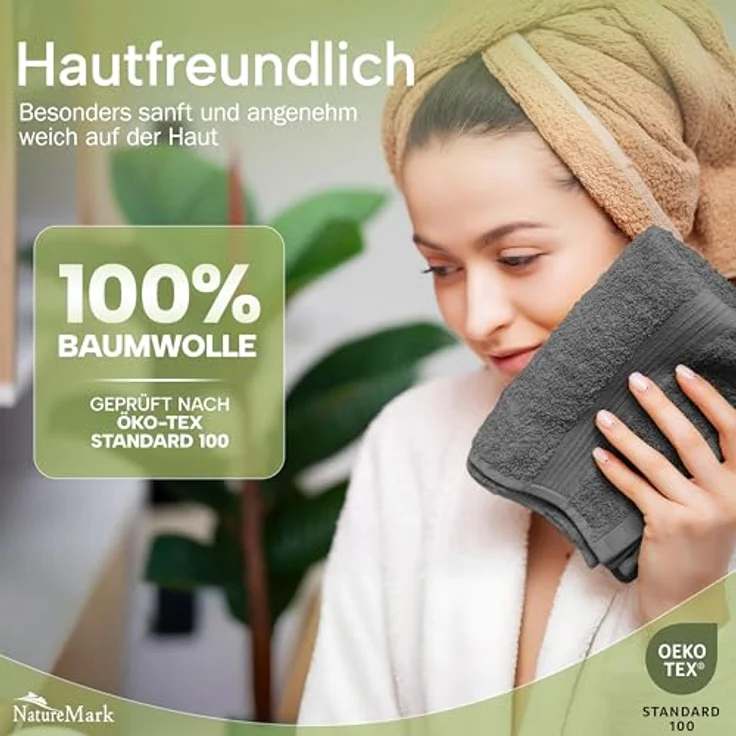 NatureMark 12er Pack Gästetücher Premium Qualität 30x50 cm GÄSTEHANDTUCH Frottiertuch-Set 100% Baumwolle Farbe: Anthrazit / Grau – Bild 7