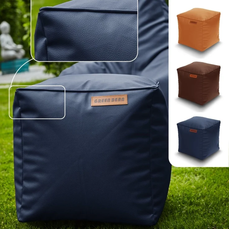 Green Bean® Sitzhocker aus Kunstleder - Pouf mit EPS Perlen Füllung - 40 x 40 cm - perfekte Ergänzung zum Sitzsack - Dunkelblau – Bild 2