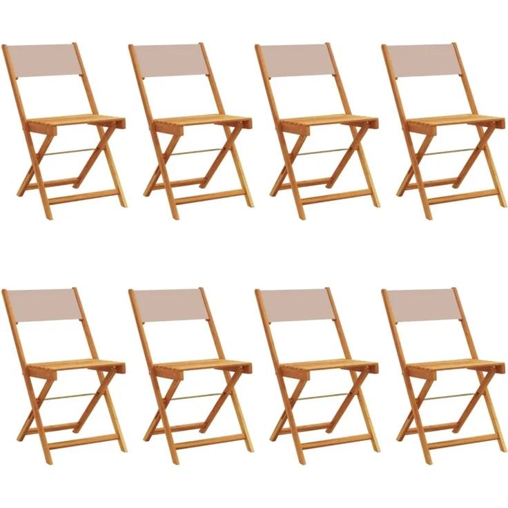 vidaXL Gartenstühle 8 Stk. Klappbar Taupe Stoff und Massivholz 3214618 – Bild 1