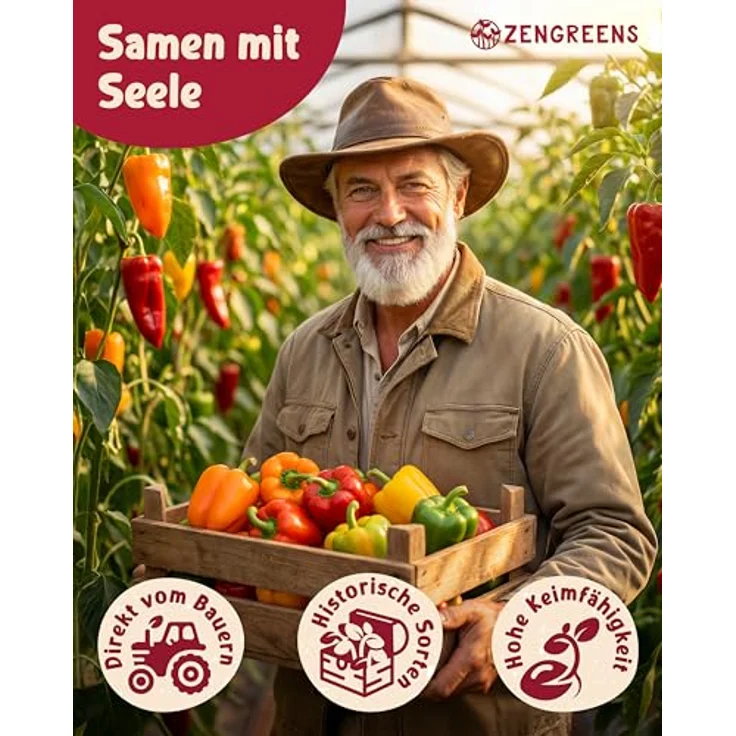 ZenGreens® - Bio Paprikasamen im 6er Set - 6 Paprika Samen für den einfachen Anbau im Garten, Balkon oder Hochbeet - Pflanzensamen - Saatgut – Bild 3