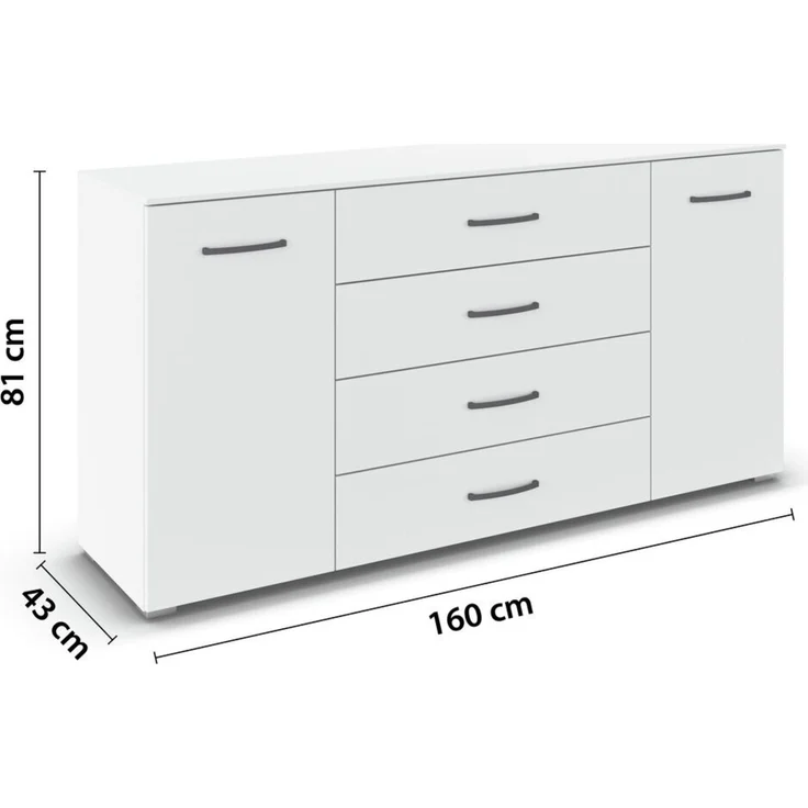 rauch Aditio Box, Kommode, 2-türig, 4 Schubladen, mit Softclose-Funktion, Farbe Weiß, BxHxT 160x81x43cm – Bild 4