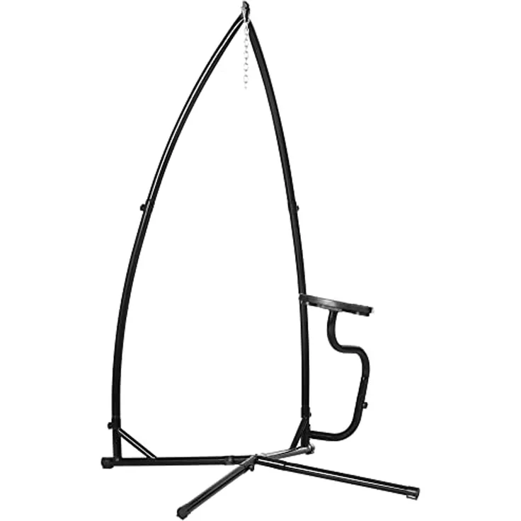 Outsunny Hängemattengestell mit Federhaken, Tablett, (Metall Ständer, 1-St, Gestell für Hängesessel), für Indoor Outdoor Balkon Schwarz