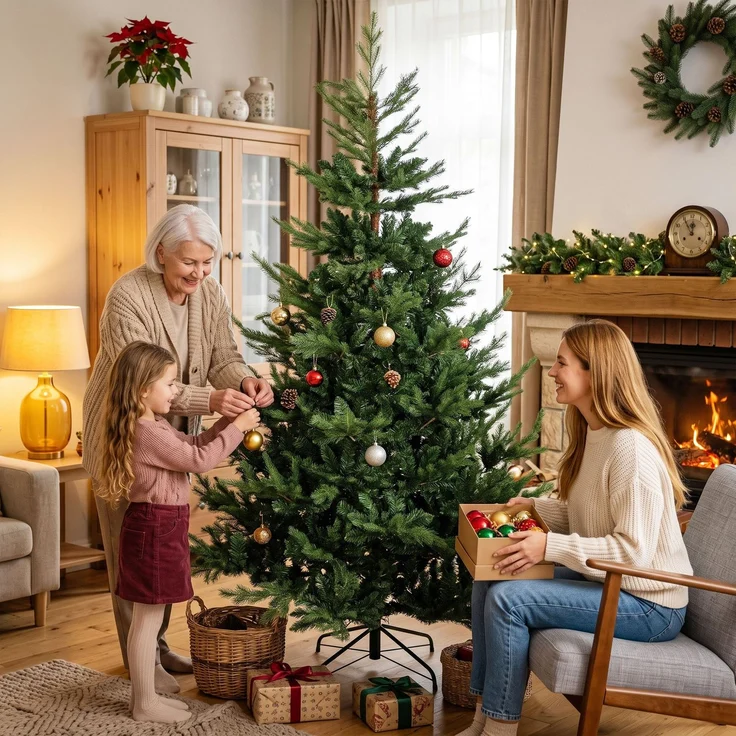 HOMCOM Weihnachtsbaum, PVC, Grün, 140 x 140 x 210 cm – Bild 9