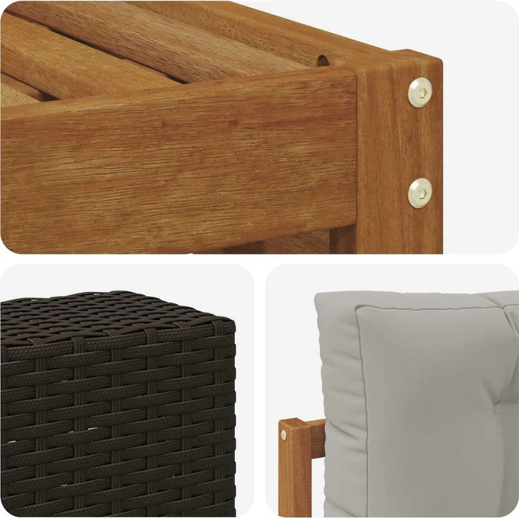 vidaXL Outdoor-Sofagarnitur 6 stk. 6-Sitzer Natur und Hellgrau 3383574 – Bild 6