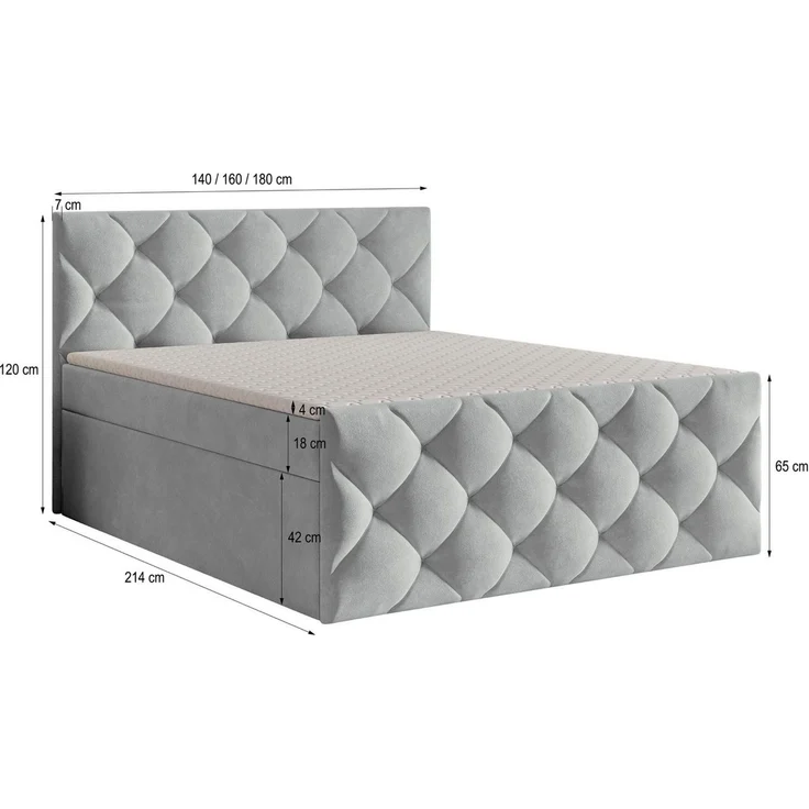 Masseno Boxbett ROVARI 180x200 cm mit Bonell Matratze und Topper – Bild 2