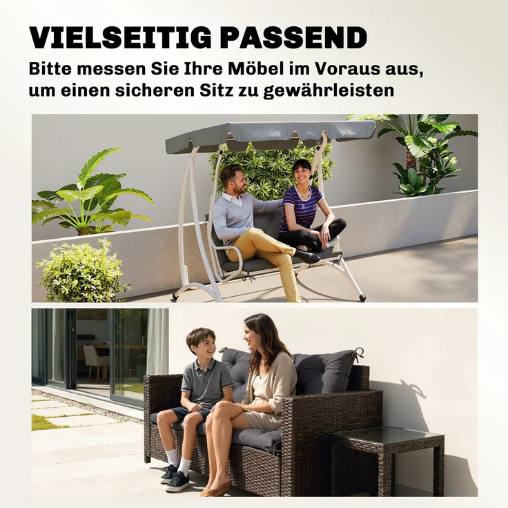 Outsunny Bankauflage, Polyester, Schaumstoff, Dunkelgrau, 98L x 100B x 8T cm – Bild 8