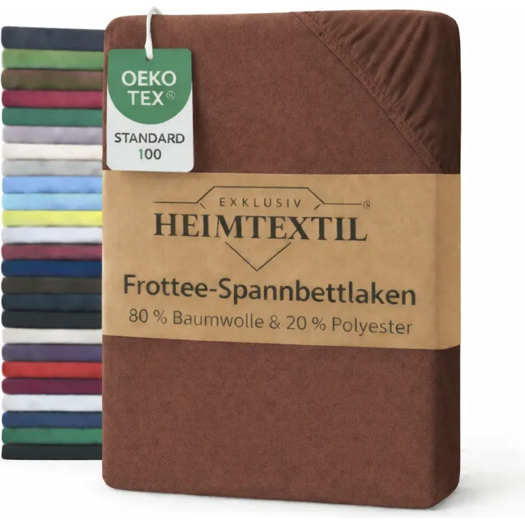 EXKLUSIV HEIMTEXTIL Frottee Spannbettlaken 200 x 220 cm Schokobraun 80% Baumwolle 20% Polyester Öko - Tex Zertifiziert Bed-Sheet Bettlaken Spannbetttuch Topper Leinentuch